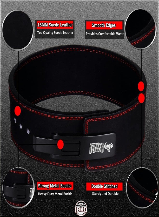 IBRO Powerlifting Lever Gym Belt – Power 13MM Extreme Heavy Duty Genuine Leather Belts - Squats Deadlifts Bodybuilding Weight Lifting IPF Power Lifting Strongman for Men All Black XL - Image 2
